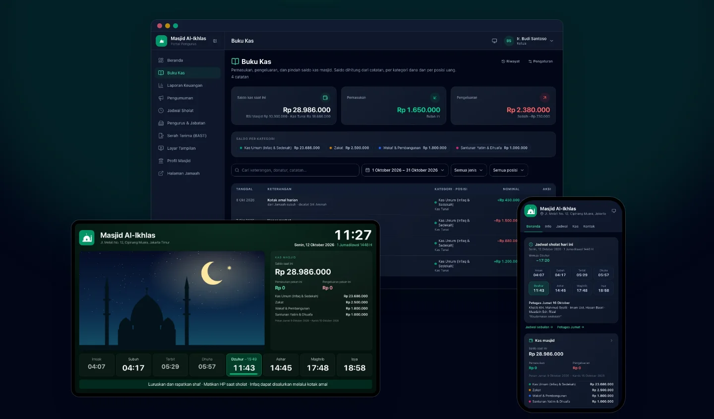 ManageMasjid's portal: prayer times, announcements and mosque cash in one place